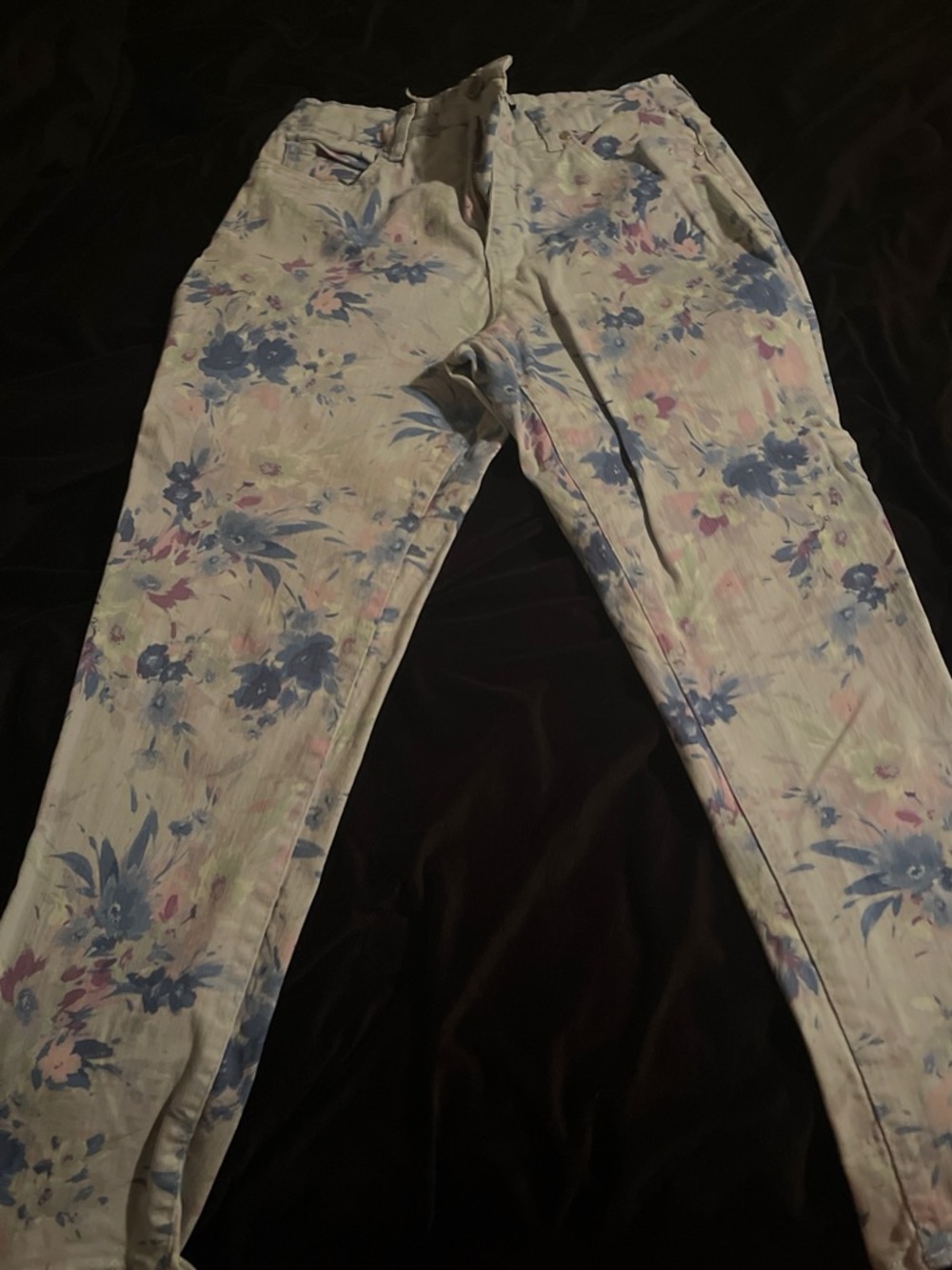 Floral Print White Women’s Jeans